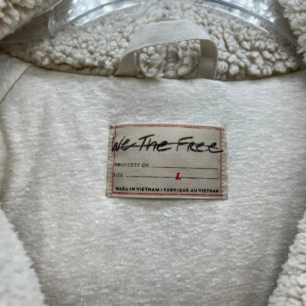 We The Free Sherpa Coat Woman's L Beige Raya Teddy Full Zip Preppy Winter Gear - Picture 7 of 10